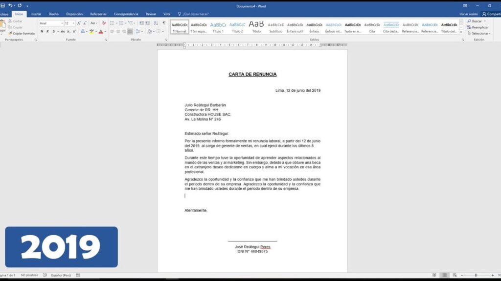 Cómo informar a tu jefe sobre tu renuncia de manera profesional 9 carta renuncia 1